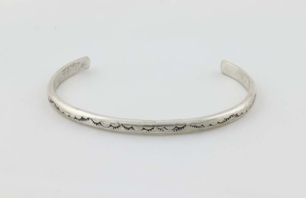 Sterling Silver Stamped Cuff Bracelet 6" inch Adjustable Woman Teen Kids
